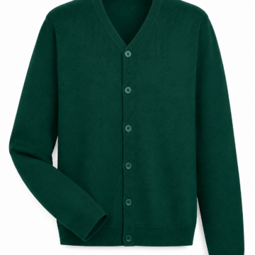 Dark Green V-Neck Button Cardigan