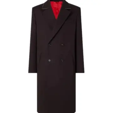 Black Double-Breasted Long Overcoat