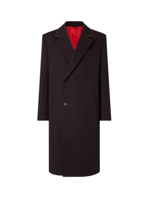 Black Double-Breasted Long Overcoat