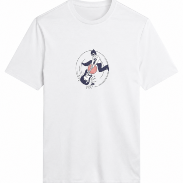 White Graphic Musician Short-Sleeve Crew Neck Tee