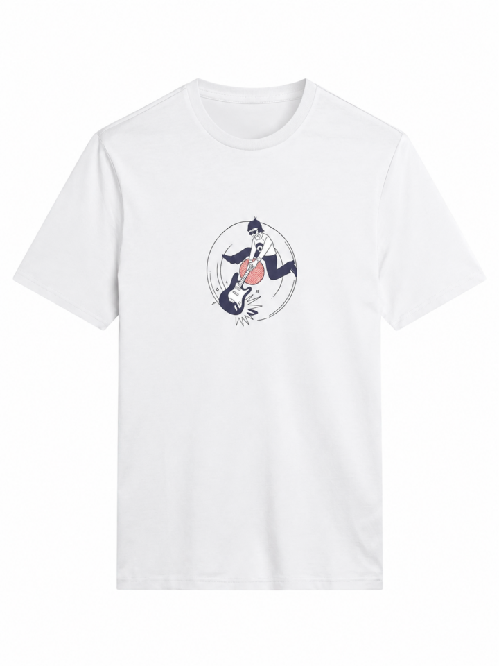 White Graphic Musician Short-Sleeve Crew Neck Tee