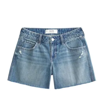 Medium Wash High-Rise Denim Shorts with Fading