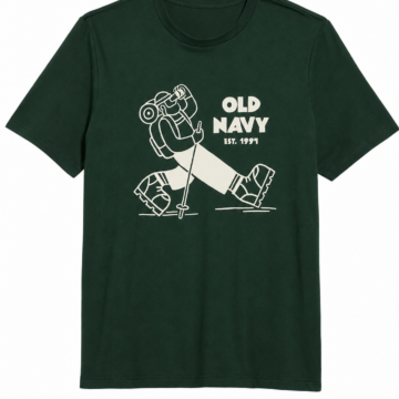 Dark Green Hiker Graphic Short-Sleeve Crew Neck Tee