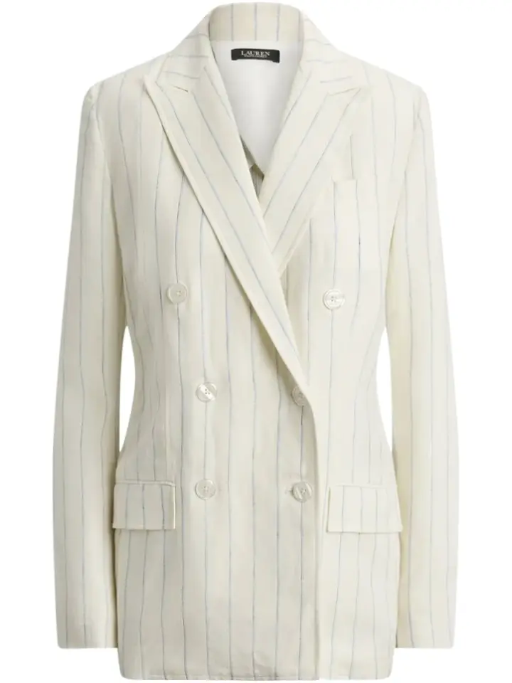 Off-White Pinstripe Double-Breasted Blazer