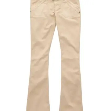 Light Beige High-Rise Flared Cotton Twill Pants with Self-Tie Belt