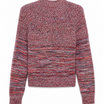 Marled Red and Cream Mock Neck Sweater
