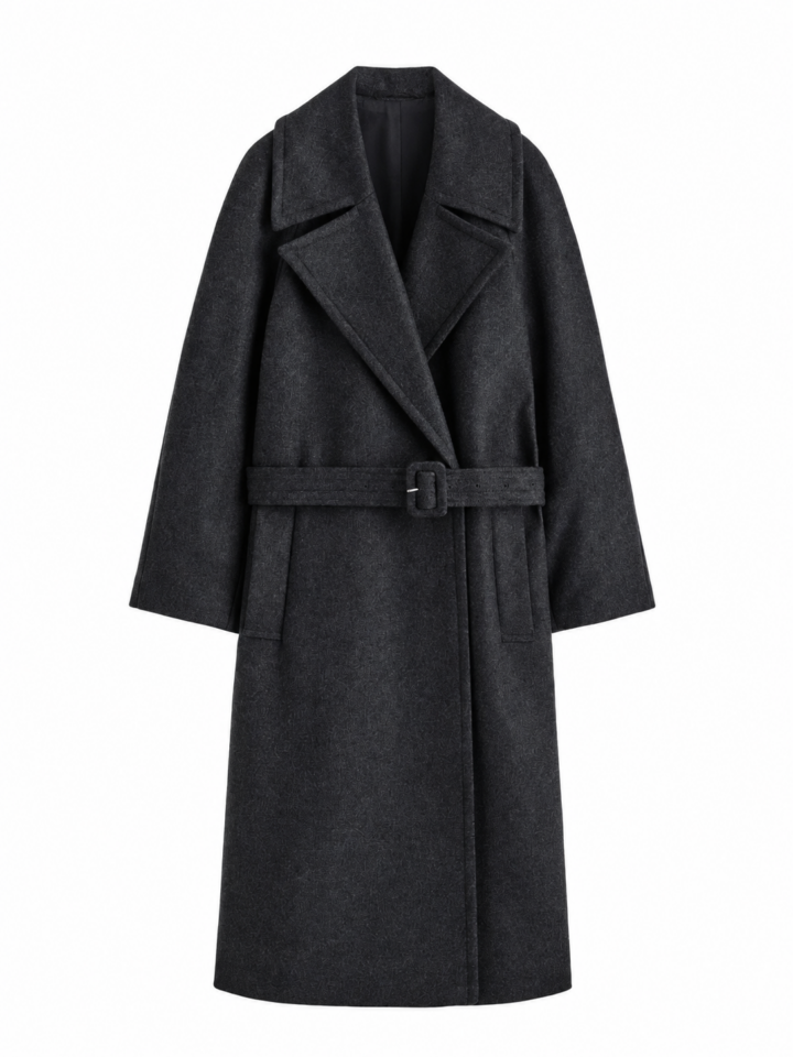 Dark Charcoal Oversized Wool Coat