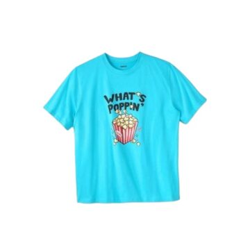 Cyan Popcorn Graphic Crew Neck T-Shirt