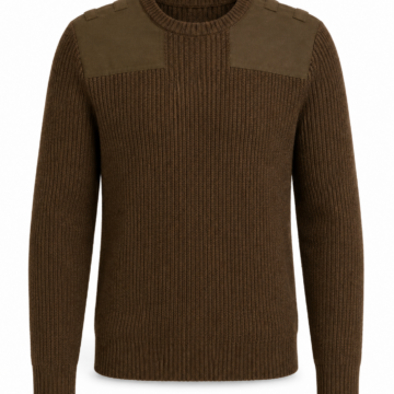 Olive Brown Chunky Knit Crewneck Sweater